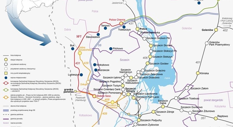 Kolejowa Zachodnia Obwodnica Szczecina. PKP PLK przedstawia cztery warianty przebiegu
